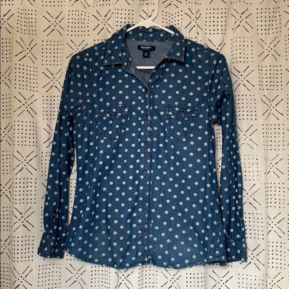 Polkadot chambray top